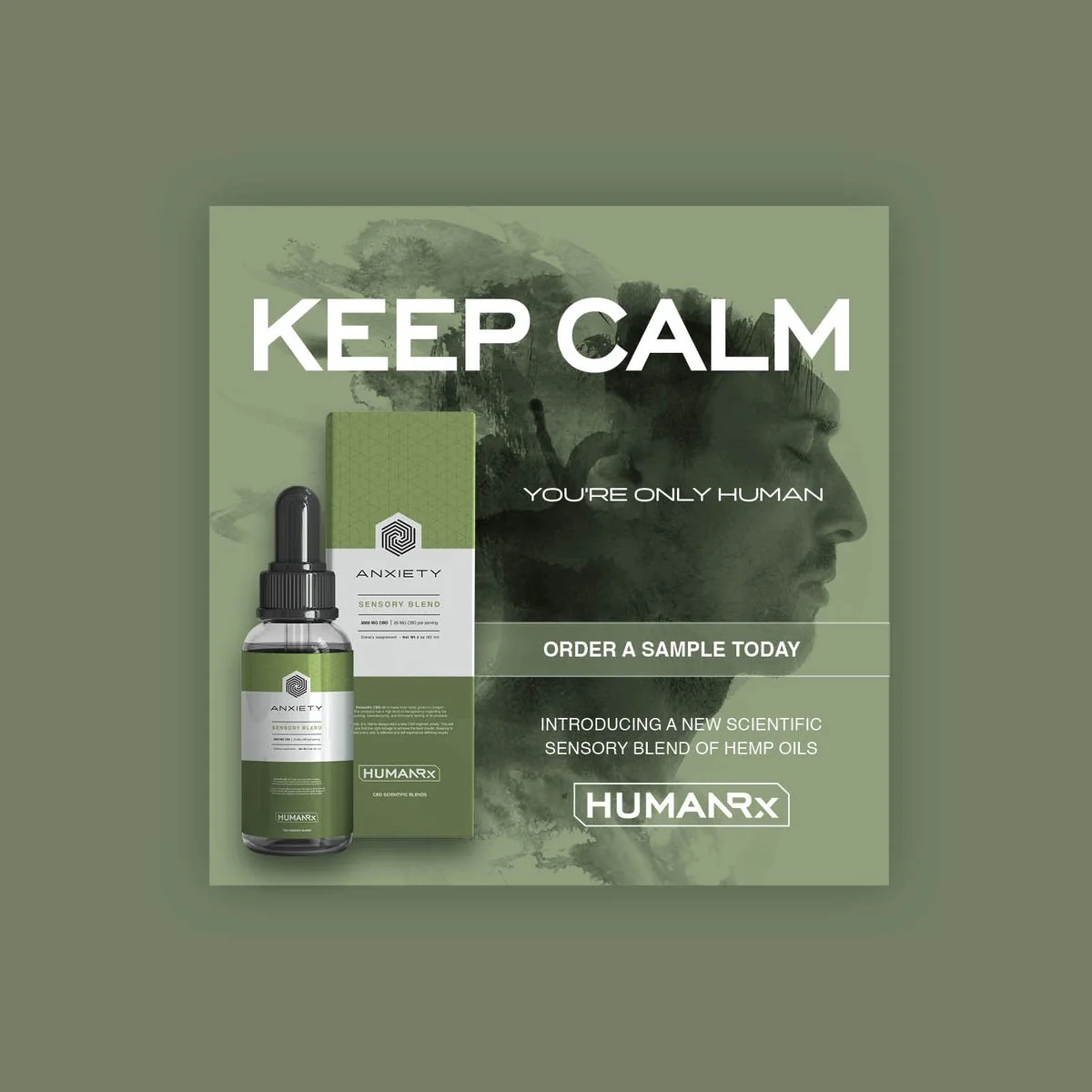 Green “Keep Calm” ad for the Anxiety blend