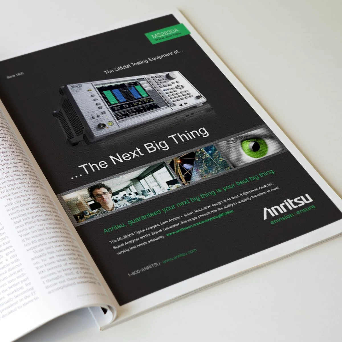 The “Next Big Thing” MS2830A ad printed in an open trade magazine