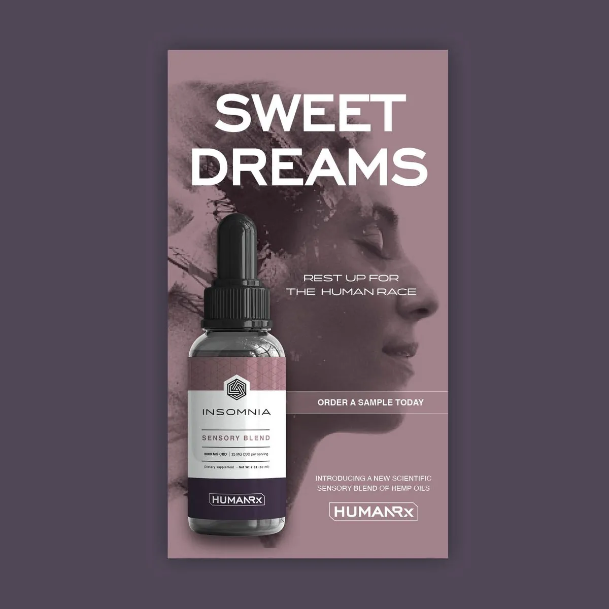 Mauve “Sweet Dreams” poster for the Insomnia blend