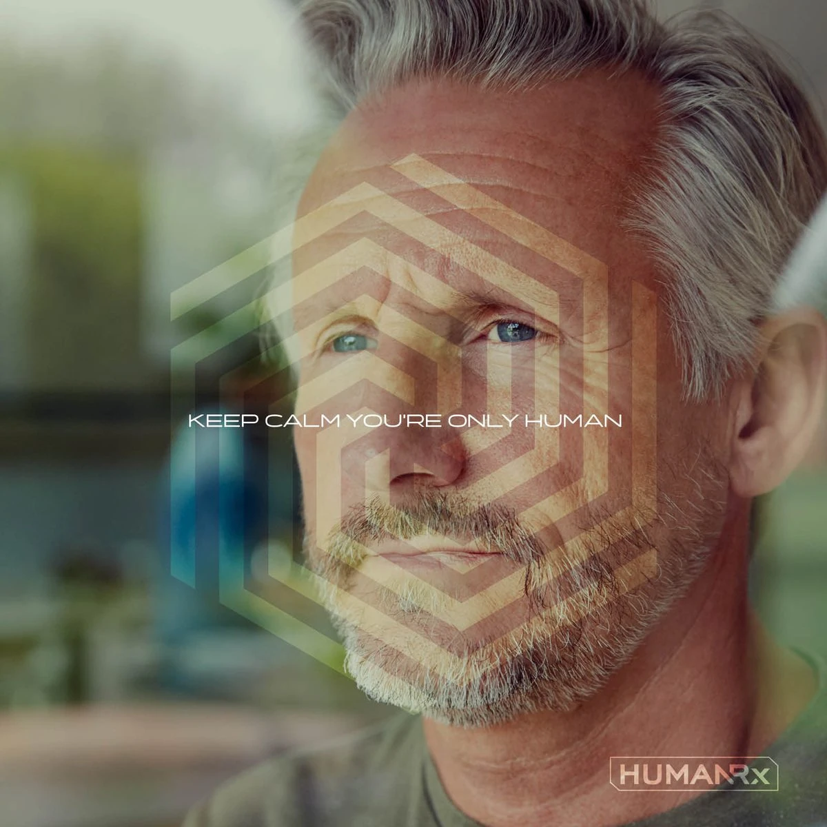 Man with the Anxiety icon and “Keep calm, you’re only human”