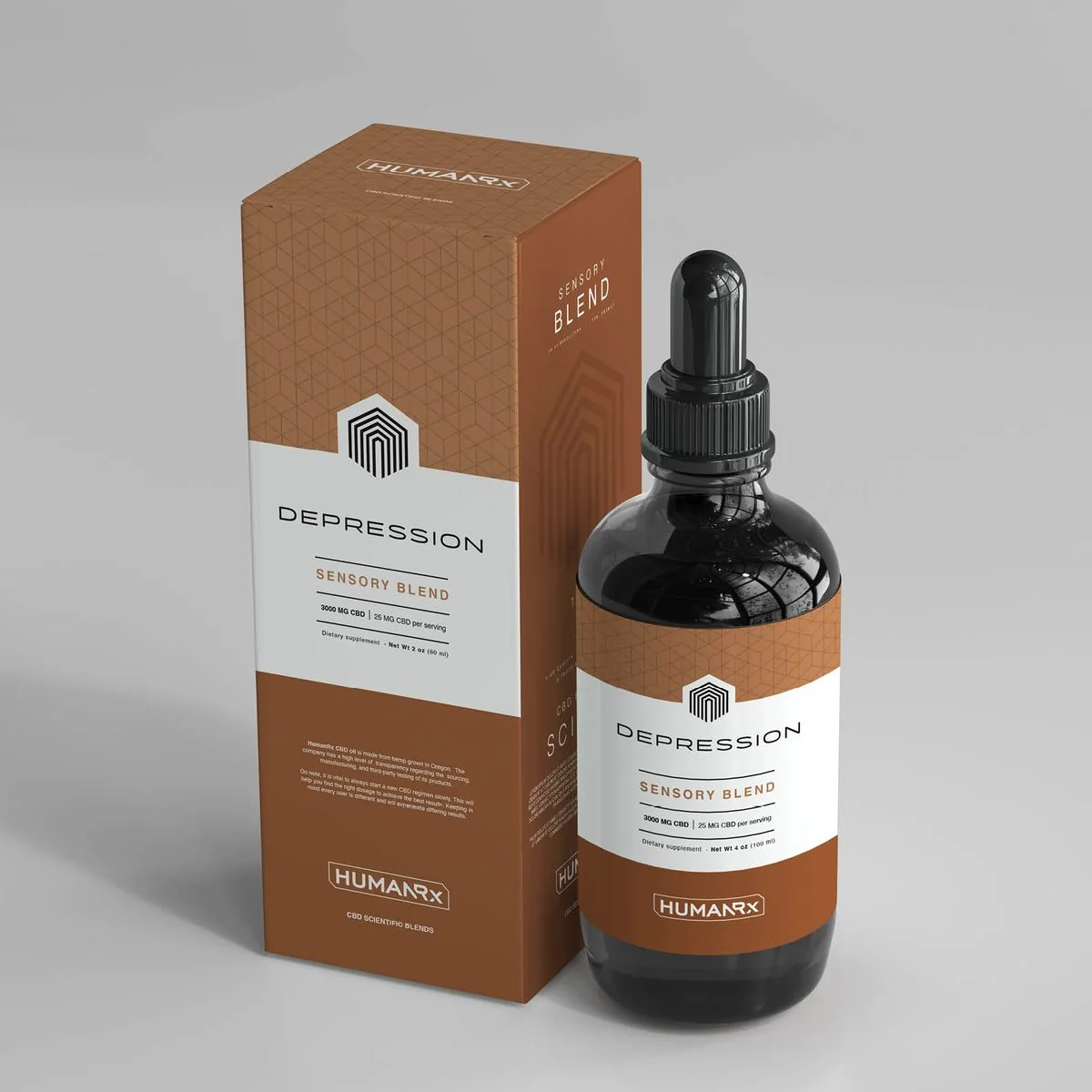 Copper Depression sensory blend bottle and box
