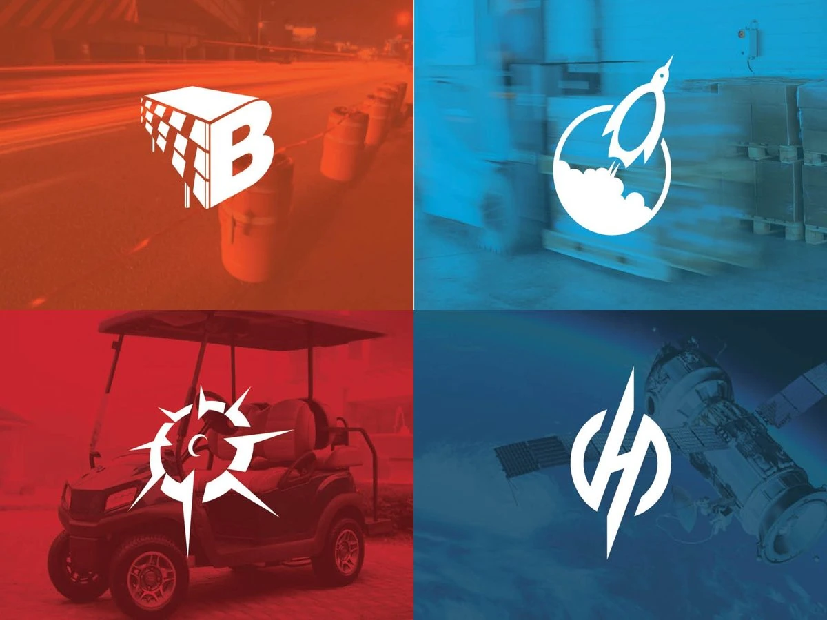 Collage of four logo marks: Buyers, KoolShot, Journey and Harris